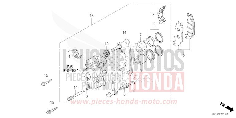 FRONT BRAKE CALIPER for MSX GROM A PEARL HORIZON WHITE (NHB61) from 2024